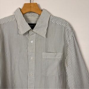 White + Green Striped Button Shirt